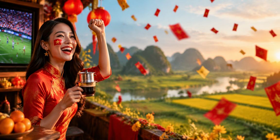 Người dùng Ninh Bình nhận phong bì đỏ thưởng xổ số trực tuyến tại quán cà phê