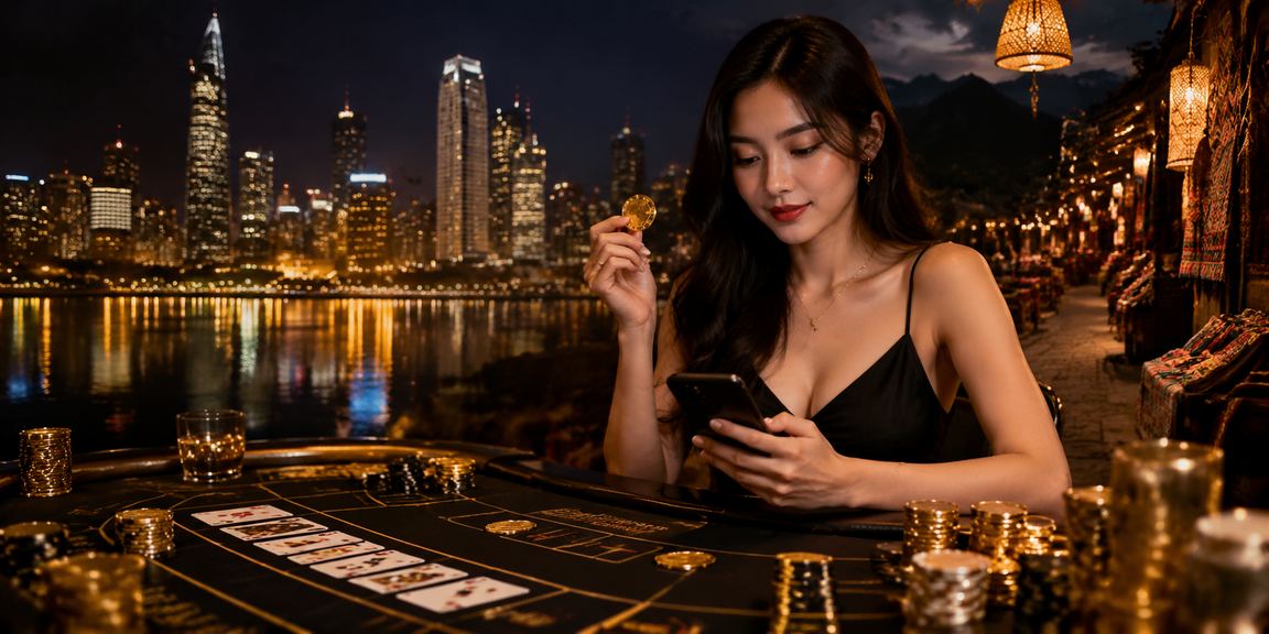 Cô gái chơi baccarat trực tuyến giữa thiên nhiên Sa Pa