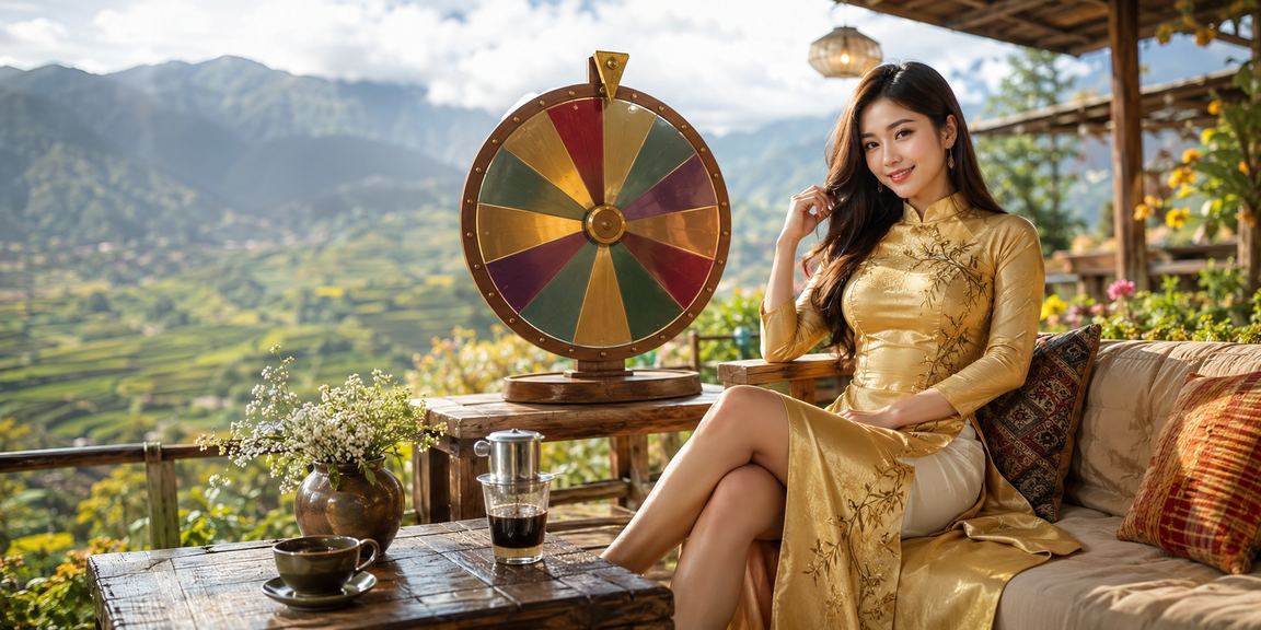 Phụ nữ áo dài tham gia rút thăm may mắn trong lễ hội Sapa